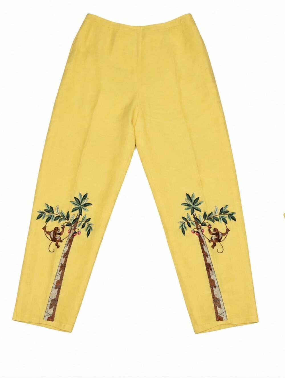 CJ Laing 100% linen pants size 4 yellow monkey ‎palm
